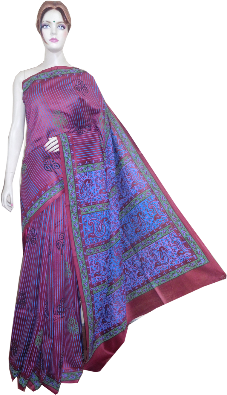 Elegant Purple Silk Saree PNG Image