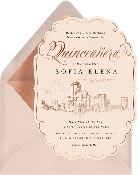 Elegant Quinceanera Invitation Card PNG Image