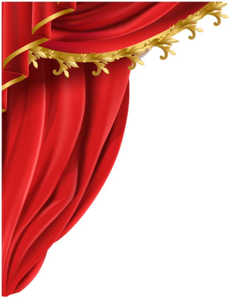 Elegant Red Curtainwith Gold Tassels PNG Image