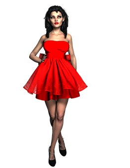 Elegant Red Dress3 D Model PNG Image