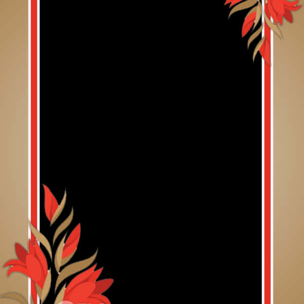 Elegant Red Floral Frame PNG Image