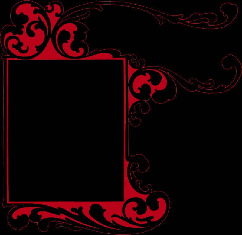 Elegant Red Floral Photo Frame PNG Image