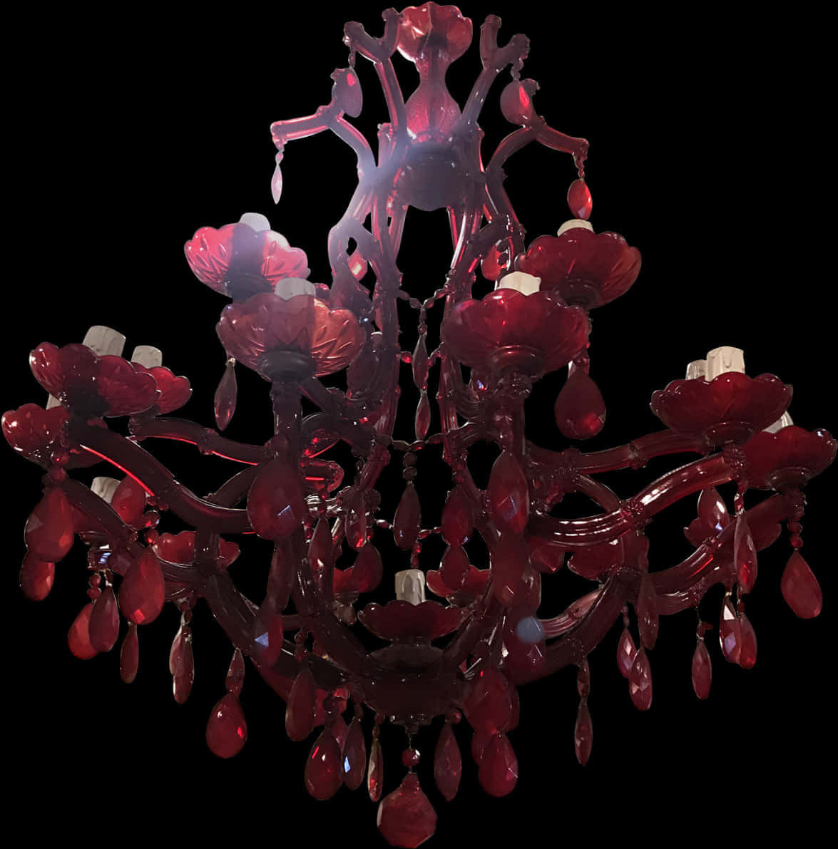 Elegant Red Glass Chandelier PNG Image