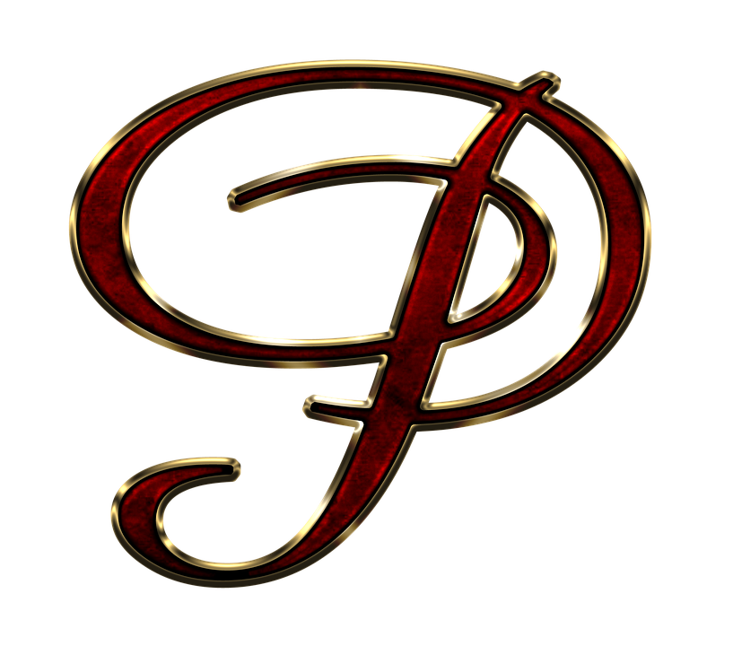 Elegant Red Gold Letter P PNG Image