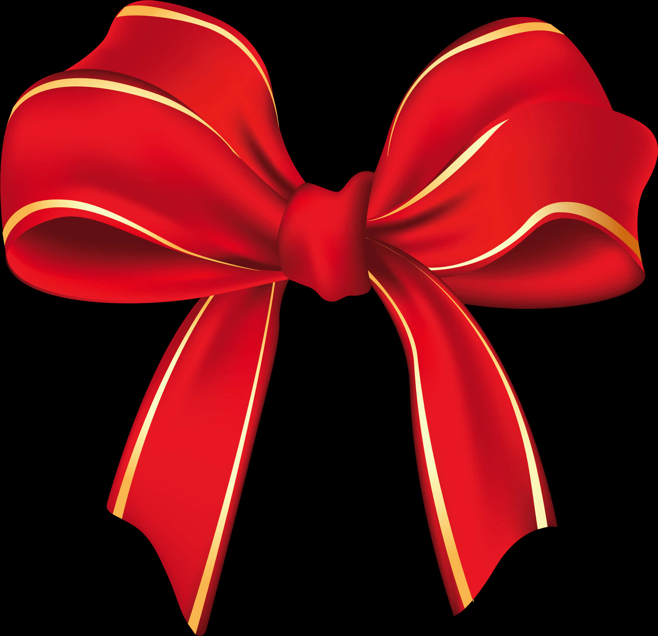 Elegant Red Gold Trimmed Bow PNG Image