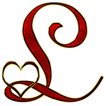 Elegant Red Letter Lwith Heart Design PNG Image