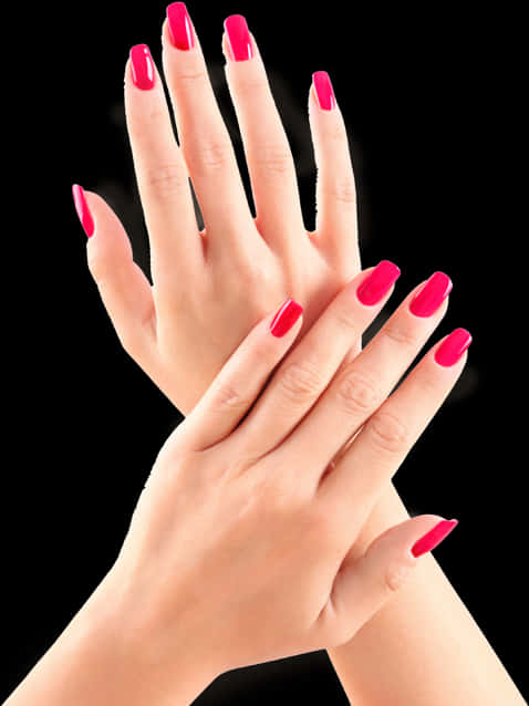 Elegant Red Manicureon Hands PNG Image