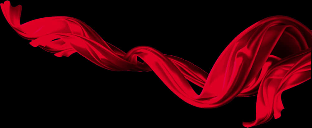 Elegant Red Ribbon Wave PNG Image