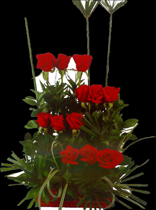 Elegant Red Rose Arrangement PNG Image