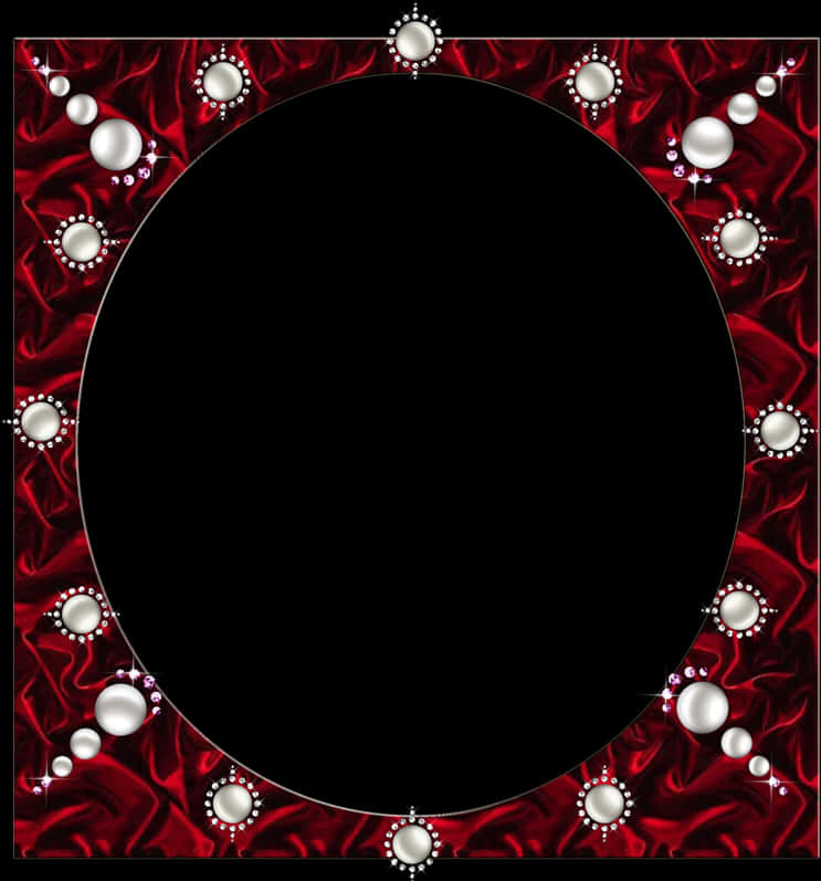 Elegant Red Silk Pearl Photo Frame PNG Image