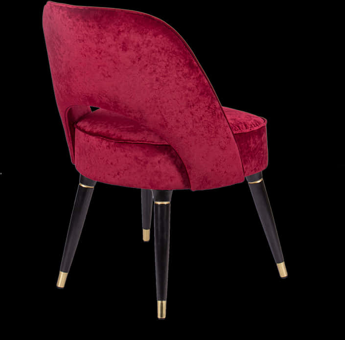 Elegant Red Velvet Accent Chair PNG Image