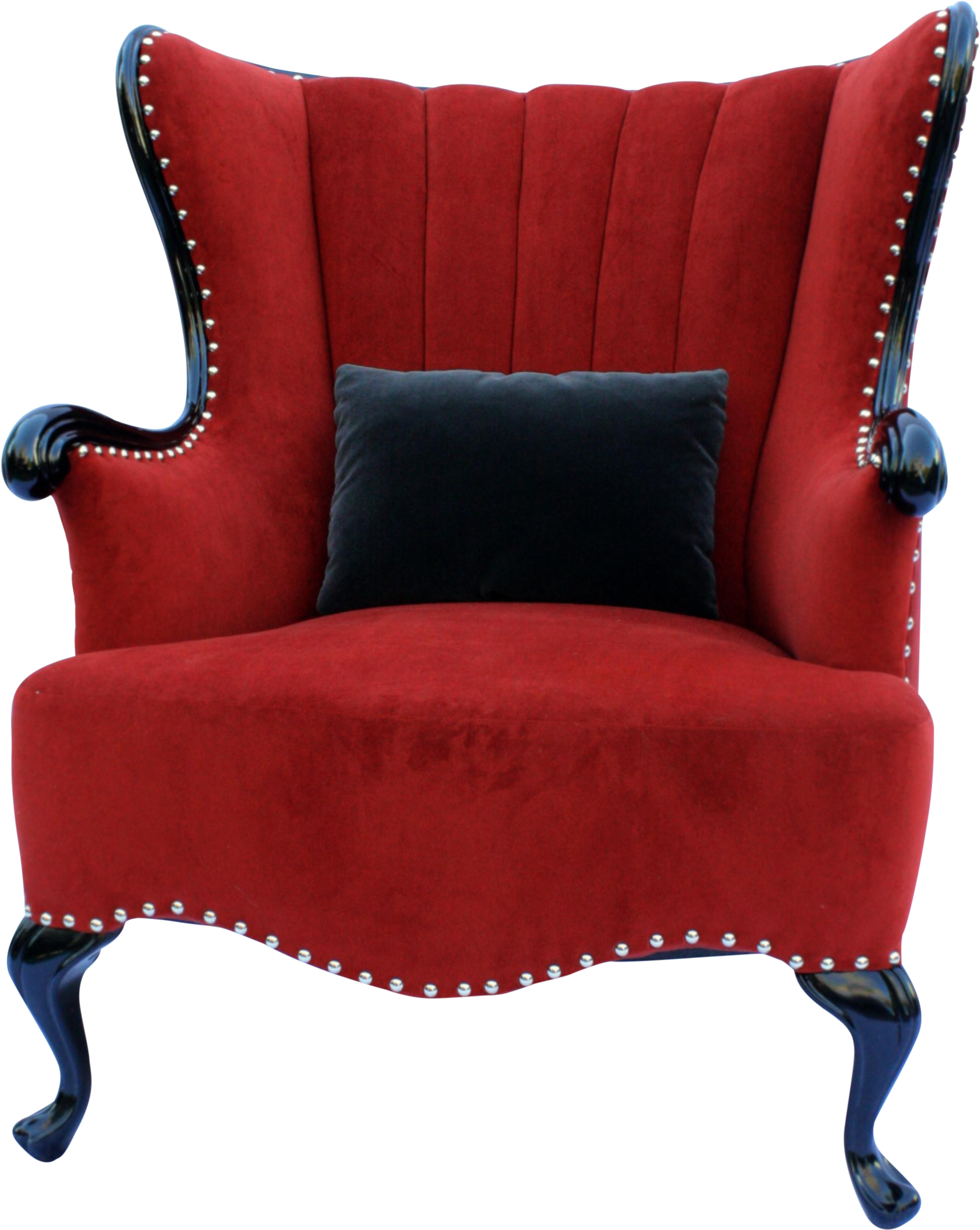 Elegant Red Velvet Club Chair PNG Image