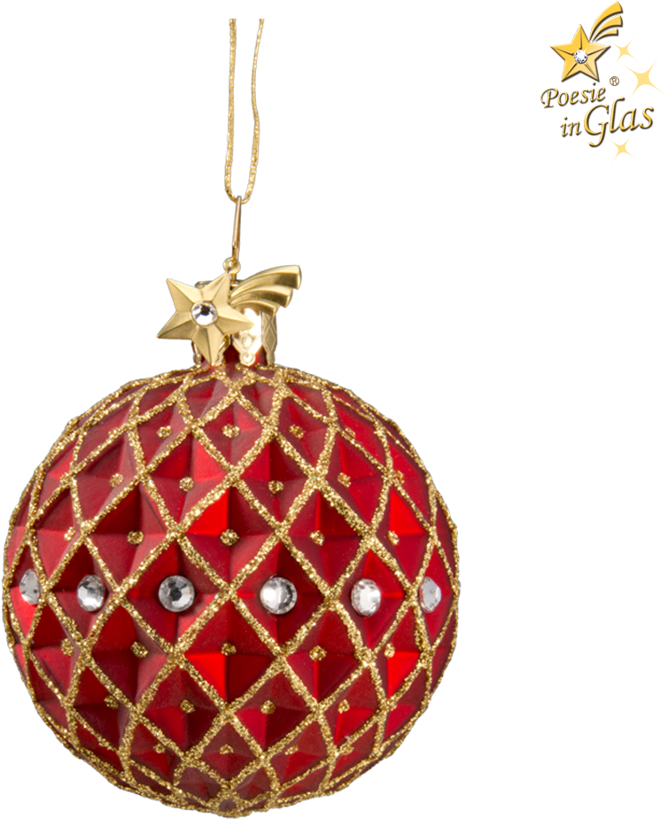 Elegant Redand Gold Christmas Ball Ornament PNG Image