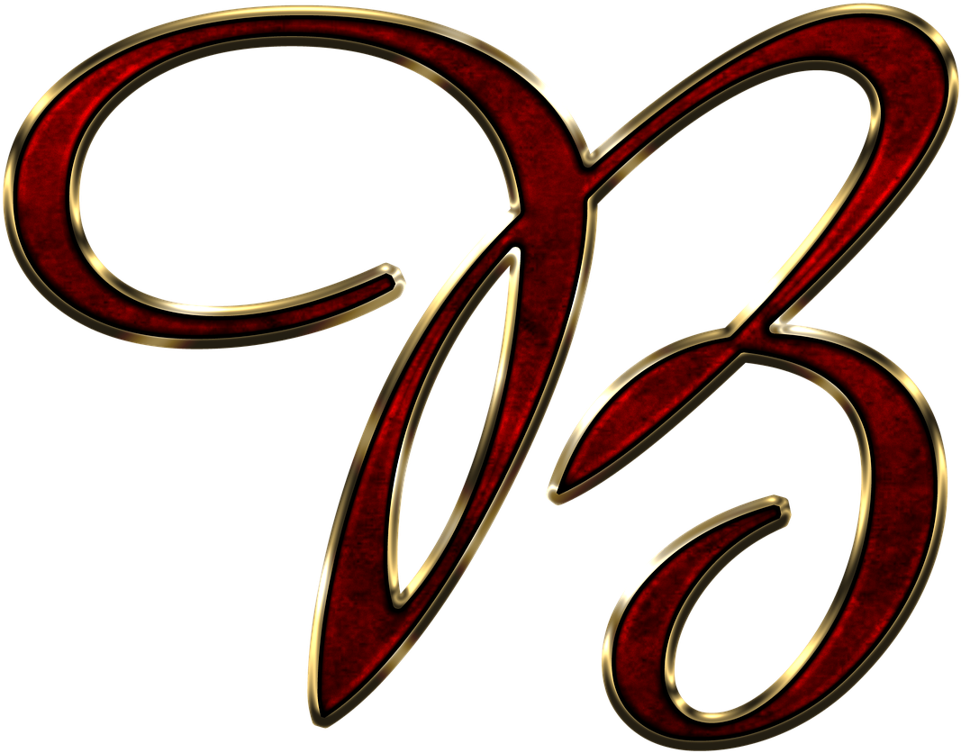 Elegant Redand Gold Letter B PNG Image