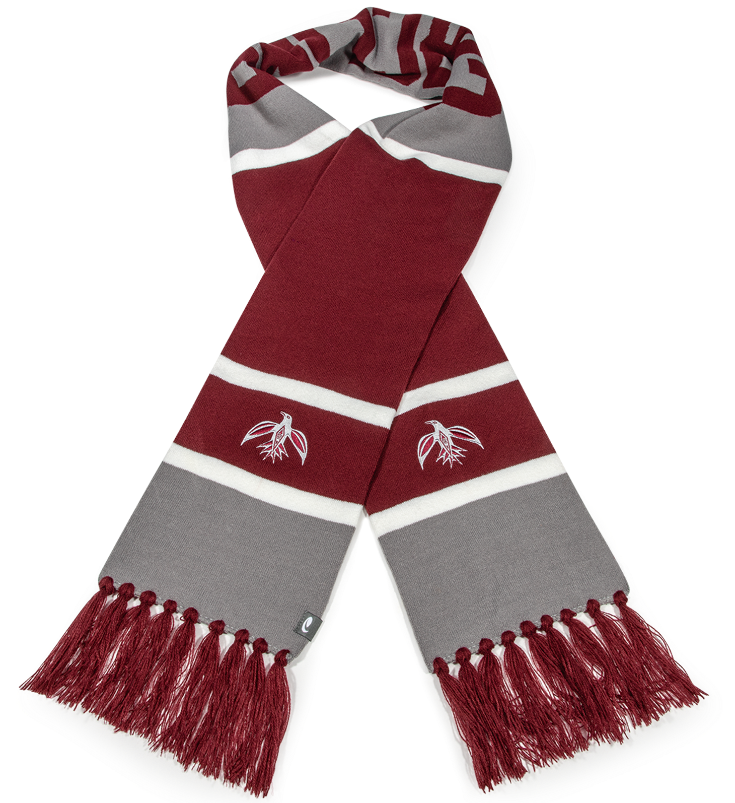 Elegant Redand Grey Scarfwith Tassels PNG Image