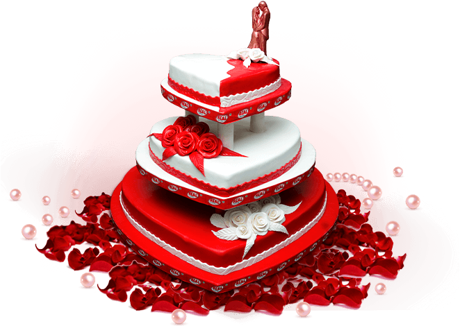 Elegant Redand White Wedding Cake PNG Image