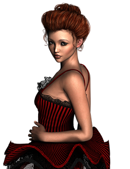 Elegant_ Redhead_3 D_ Character PNG Image