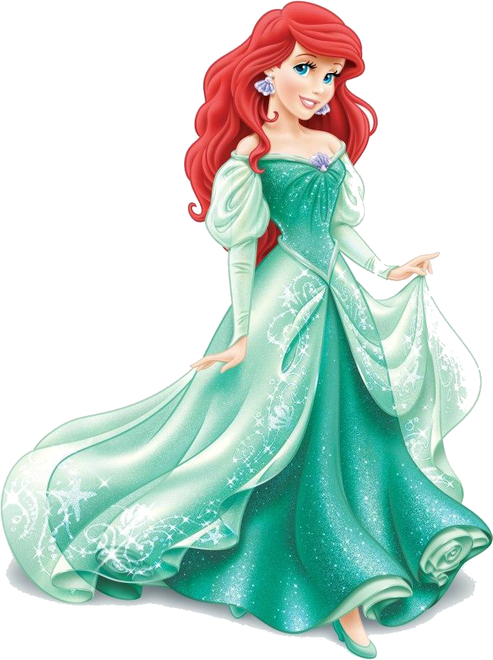 Elegant Redhead Princess Gown PNG Image