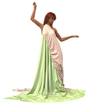 Elegant Redheadin Green Drapery PNG Image