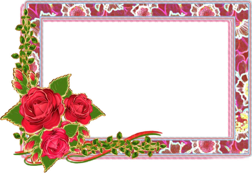 Elegant Rose Decorated Frame PNG Image