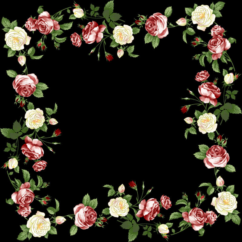 Elegant_ Rose_ Flower_ Border PNG Image