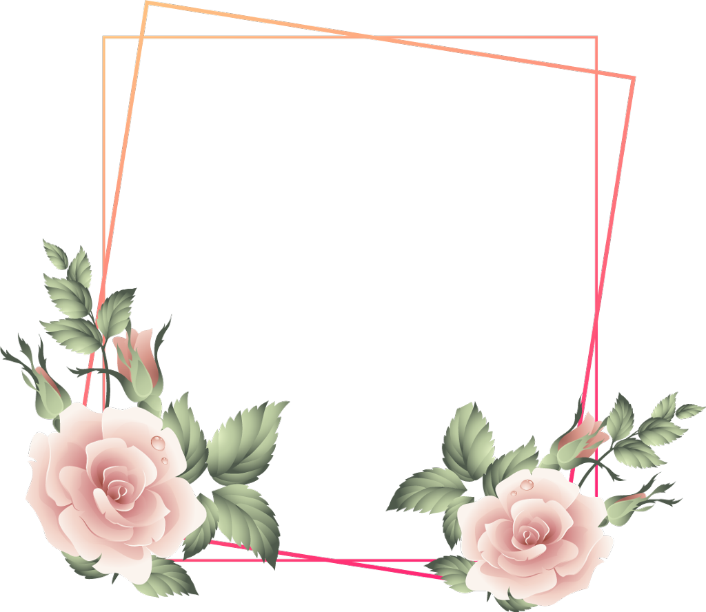 Elegant Rose Frame Design PNG Image