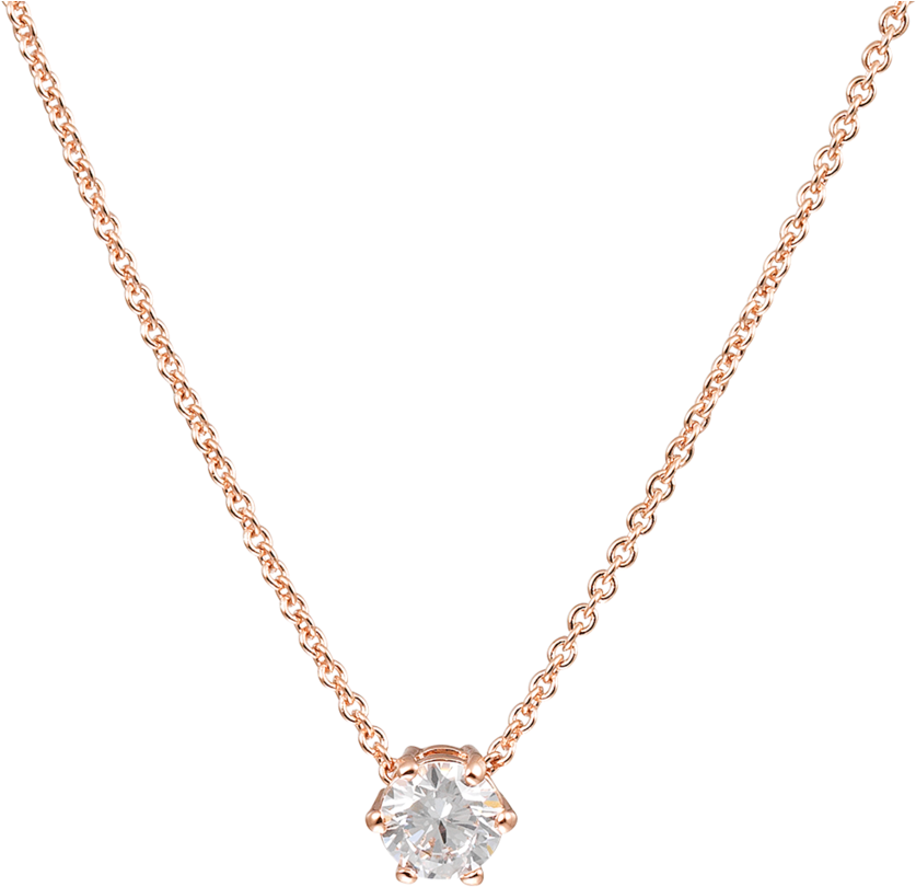 Elegant Rose Gold Diamond Necklace PNG Image