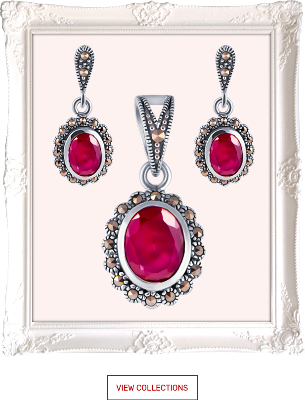 Elegant Ruby Jewelry Set PNG Image