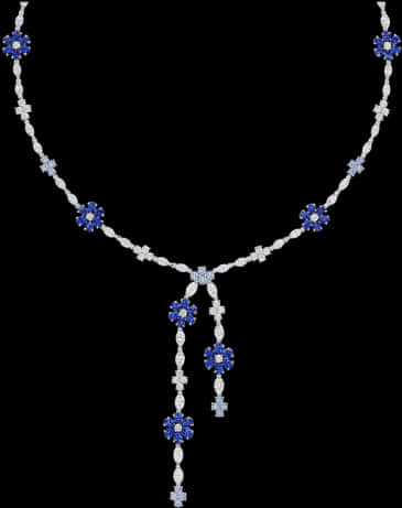 Elegant Sapphire Diamond Necklace PNG Image