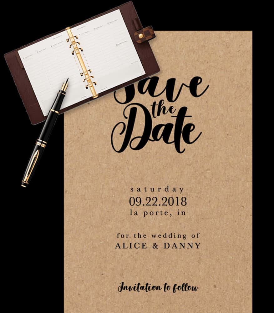 Elegant Save The Date Announcement PNG Image