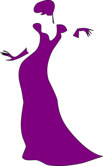 Elegant Silhouette Womanin Gown.png PNG Image