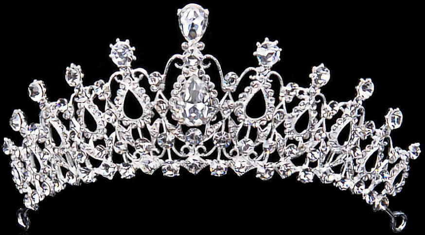 Elegant Silver Diamond Crown PNG Image