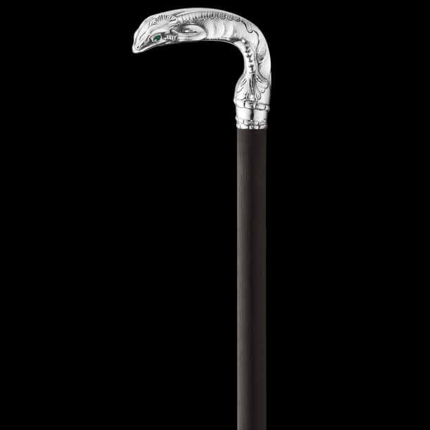 Elegant Silver Eagle Head Walking Stick PNG Image