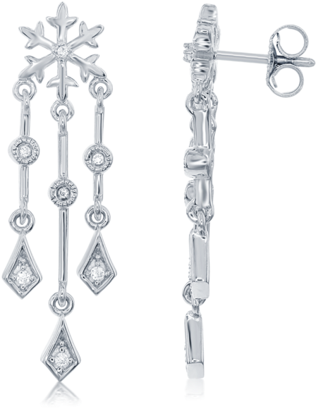 Elegant Snowflake Dangle Earrings PNG Image