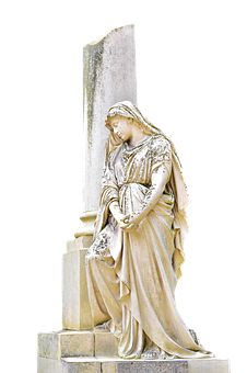 Elegant Statue Leaning On Pillar PNG Image