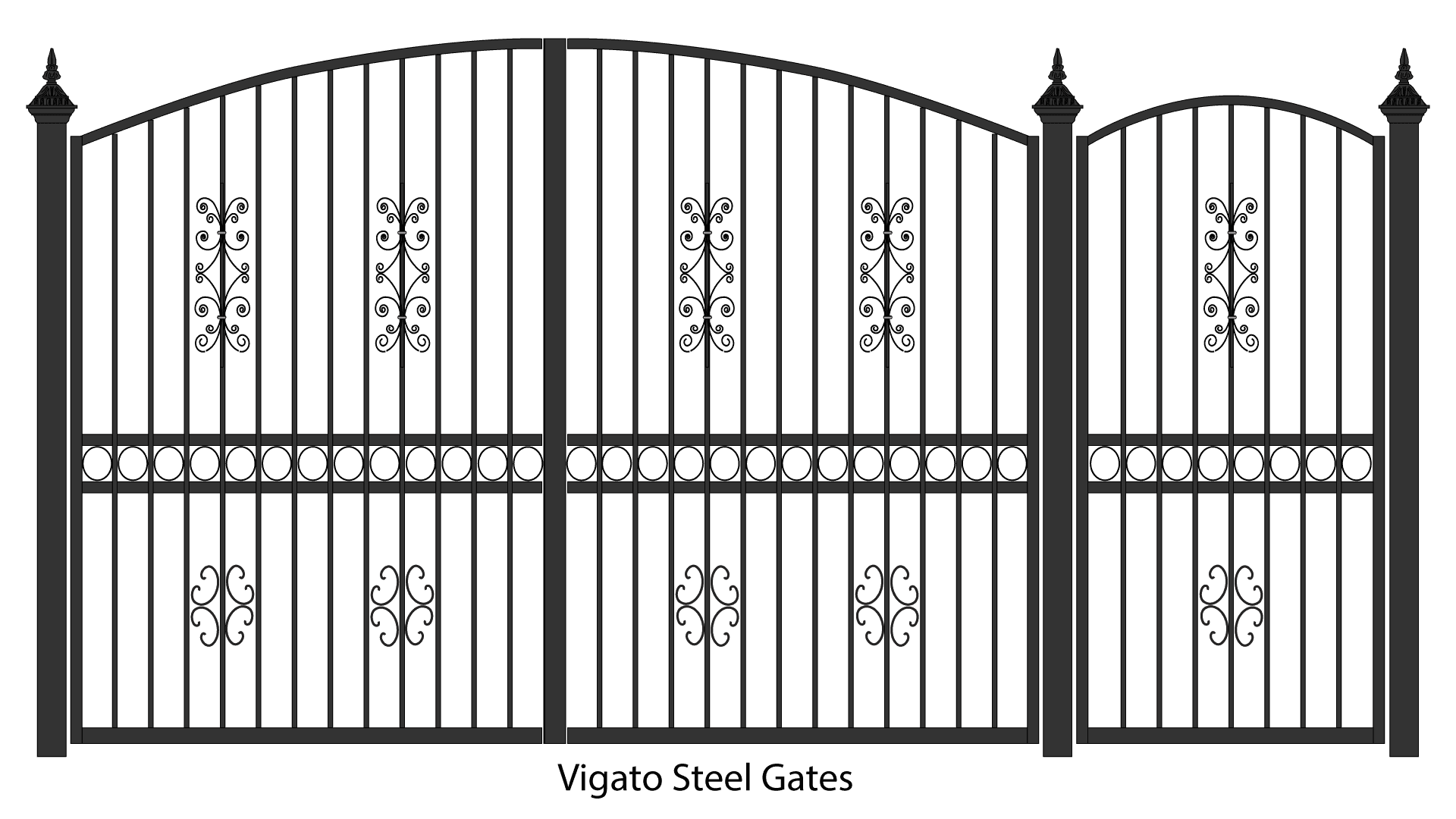 Elegant Steel Double Gates Design PNG Image