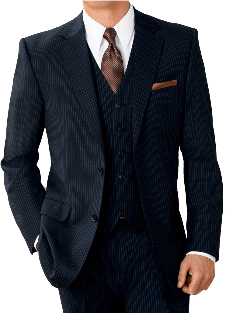 Elegant Striped Suit PNG Image