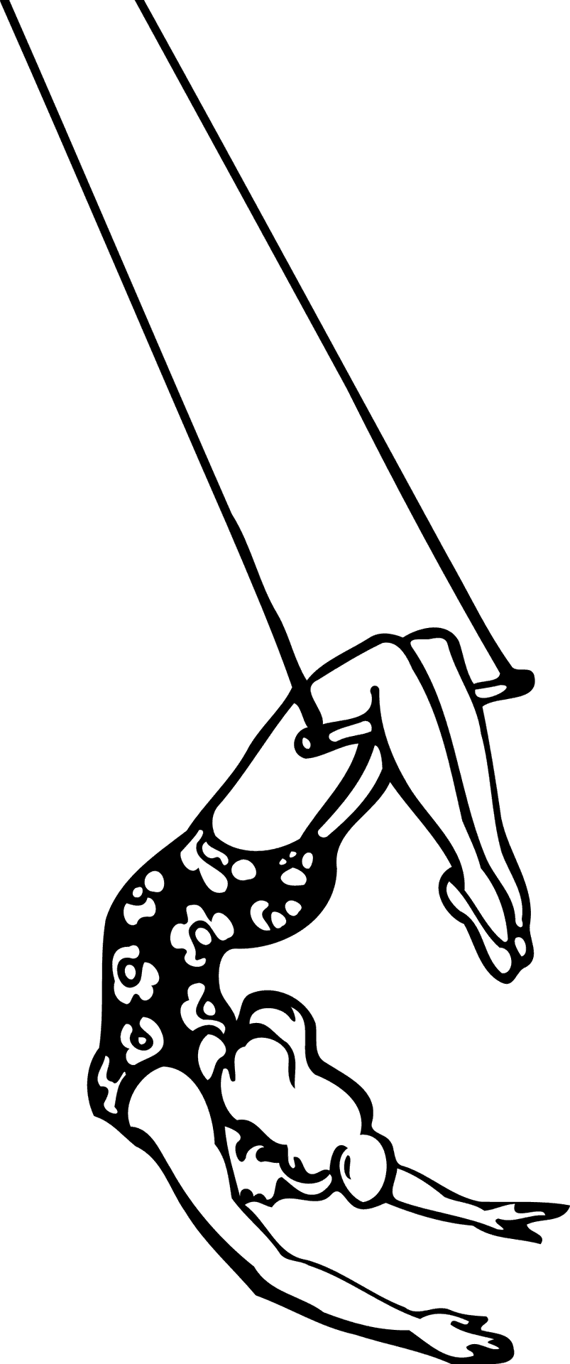 Elegant Swinging Trapeze Artist Line Drawing PNG Image