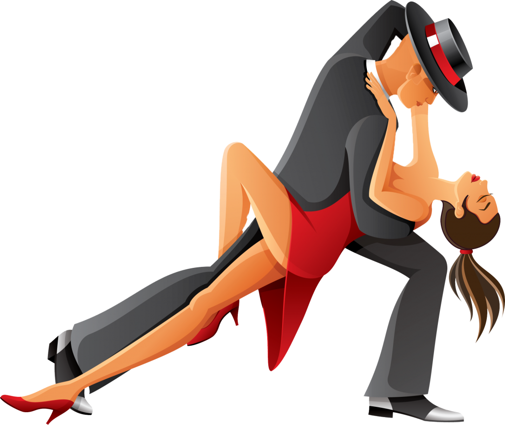 Elegant Tango Dancers Illustration PNG Image