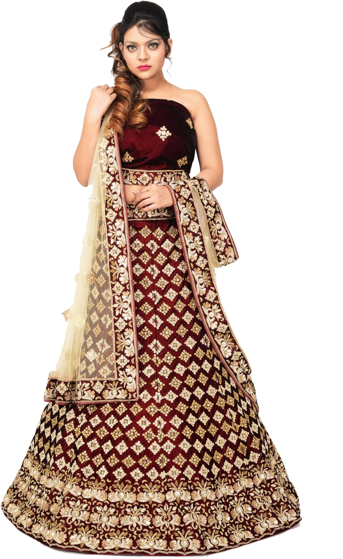 Elegant Traditional Lehenga Attire PNG Image