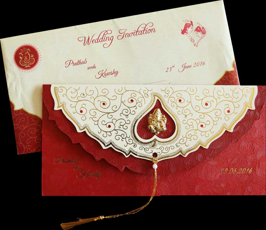 Elegant Traditional Wedding Invitation Card PNG Image