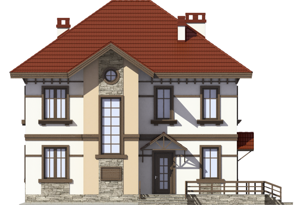 Elegant Two Story House Design PNG Image