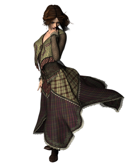 Elegant Vintage Dancer PNG Image