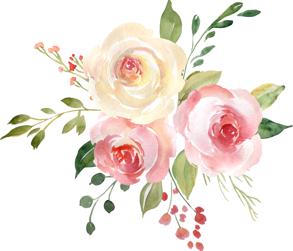 Elegant Watercolor Rose Bouquet PNG Image