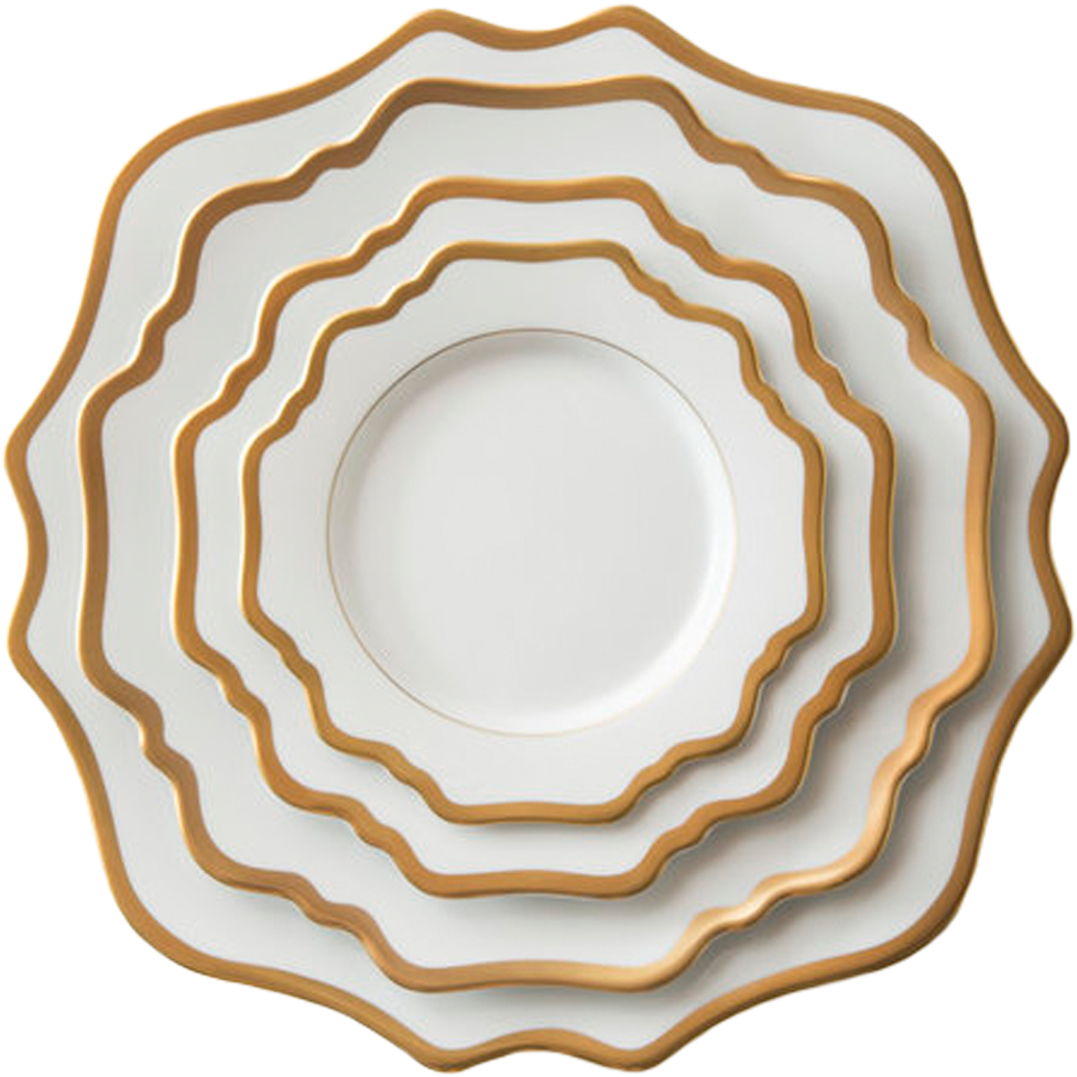 Elegant Wavy Edge Dinner Plate PNG Image