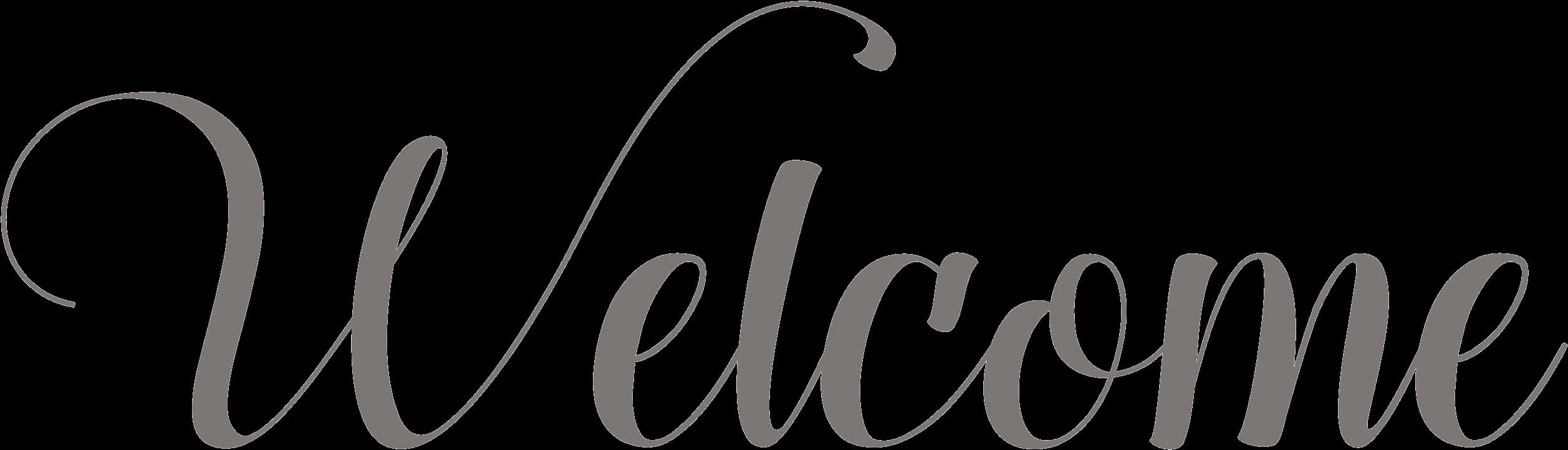 Elegant Welcome Script Text PNG Image