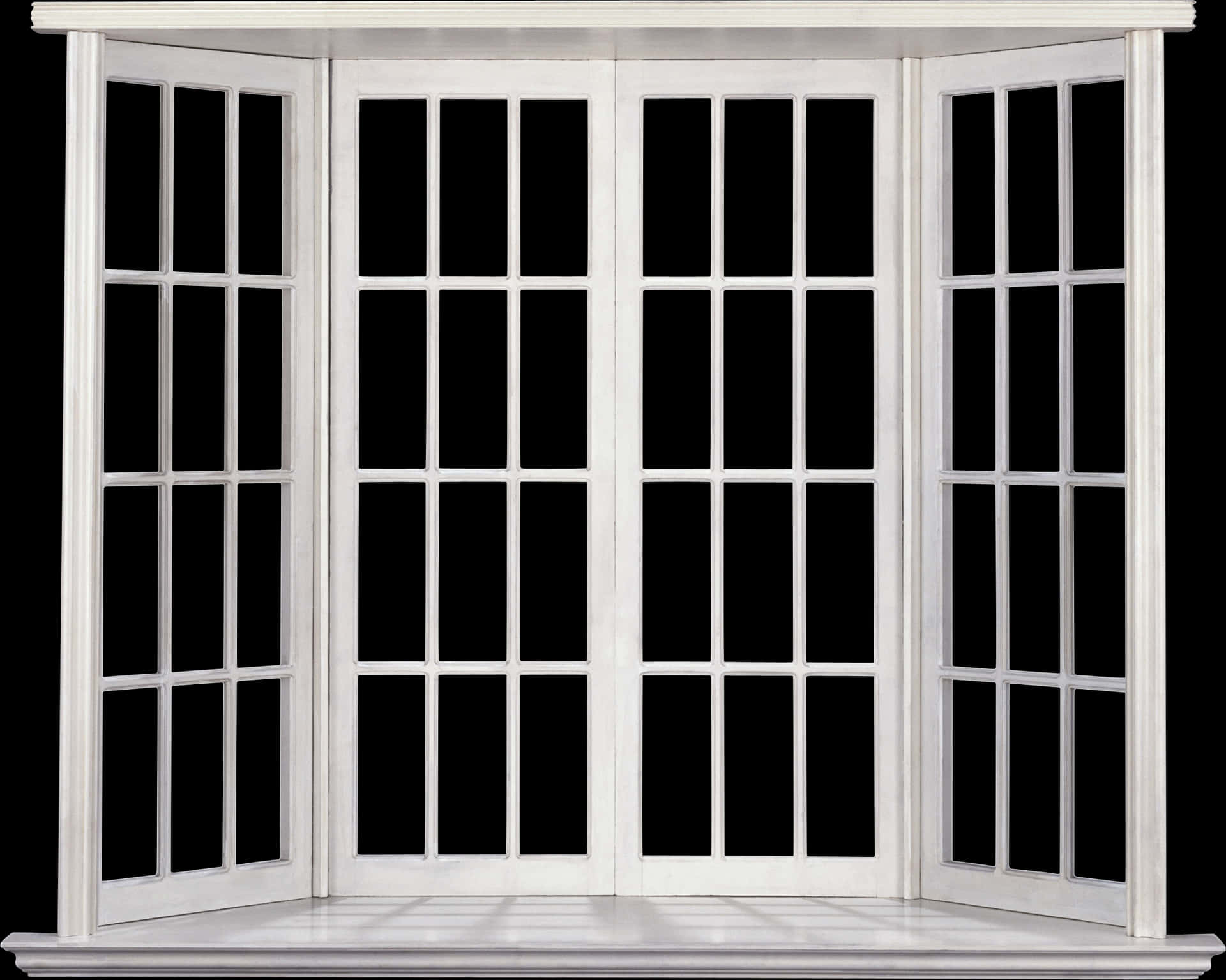 Elegant White Bay Window PNG Image