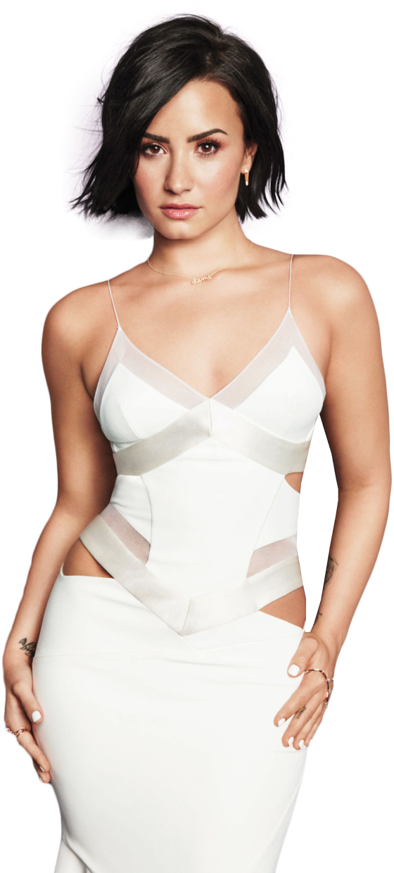 Elegant White Dress Portrait PNG Image