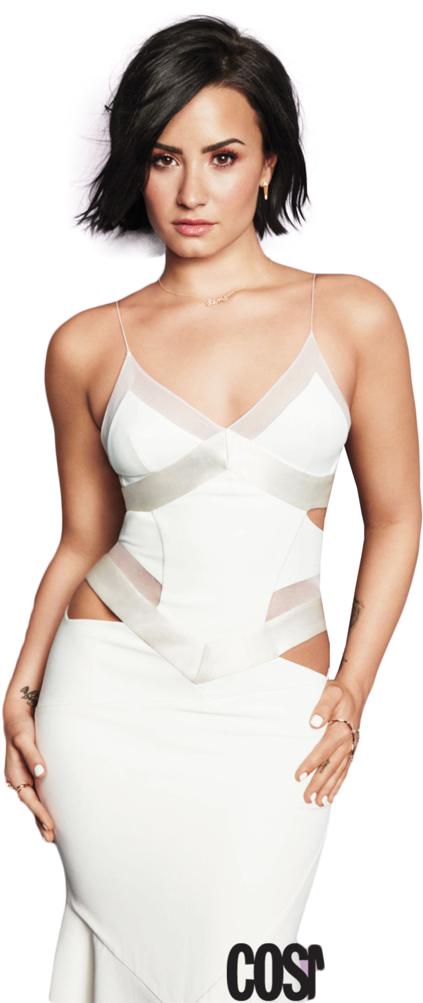 Elegant White Dress Portrait PNG Image