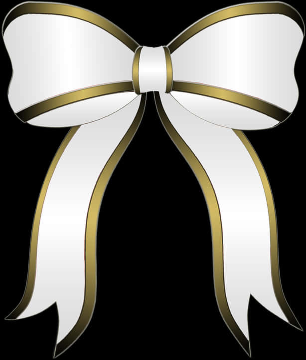 Elegant White Gold Christmas Bow PNG Image